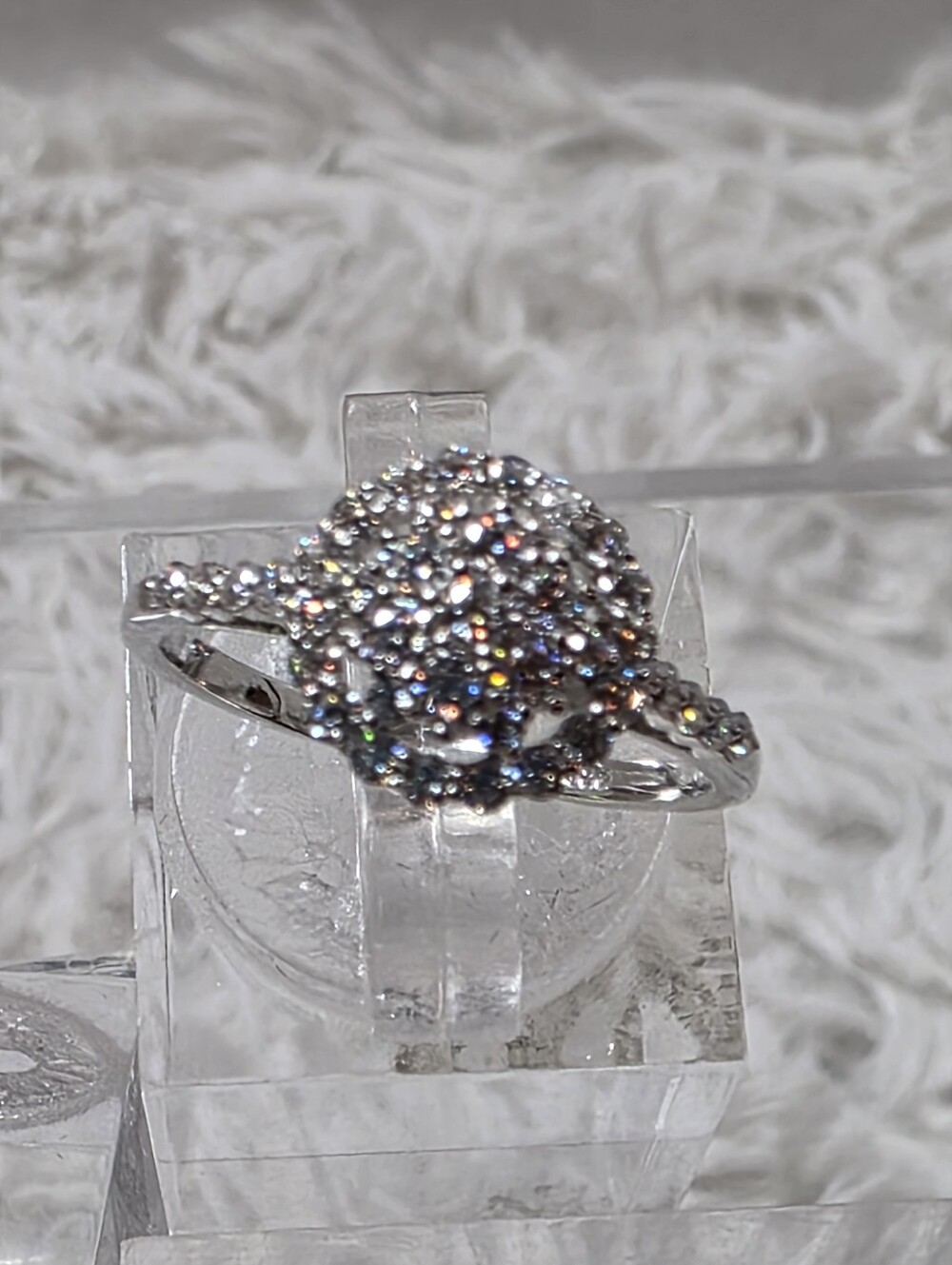 Moissanite Sterling Silver Petite Cluster Ring